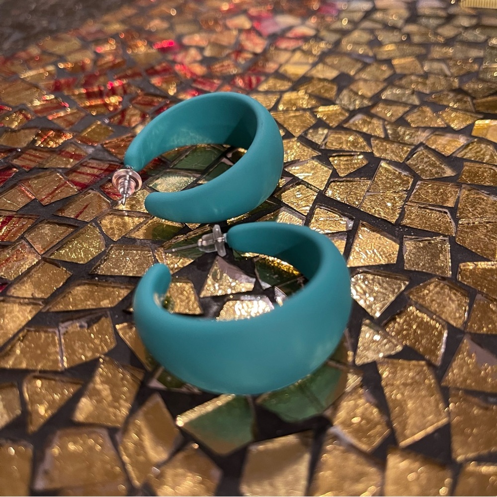 Teal Color Earrings